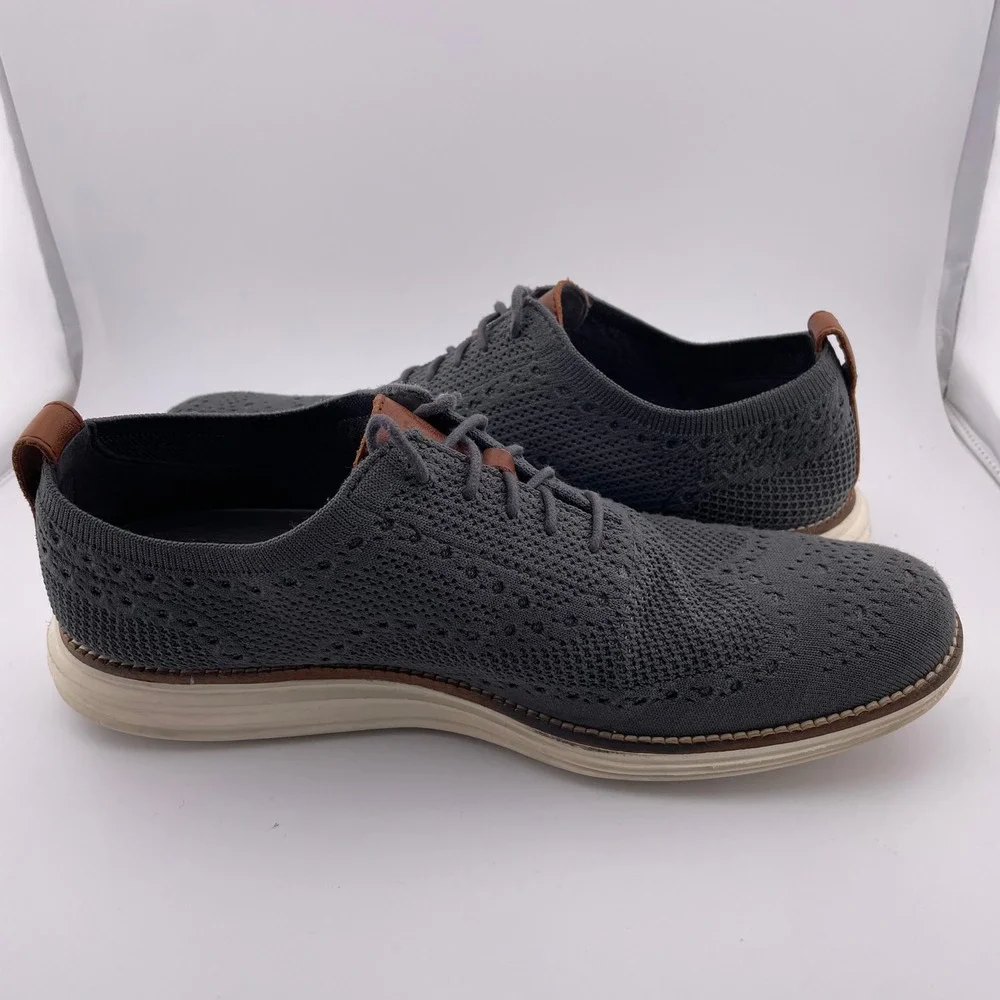 Cole‎ Haan Original Grand Stitchlite Wingtip Gray Knit Oxford Derby Shoes 10 M
